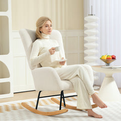 HOMCOM Teddy Fleece Rocking Chair - Cream White