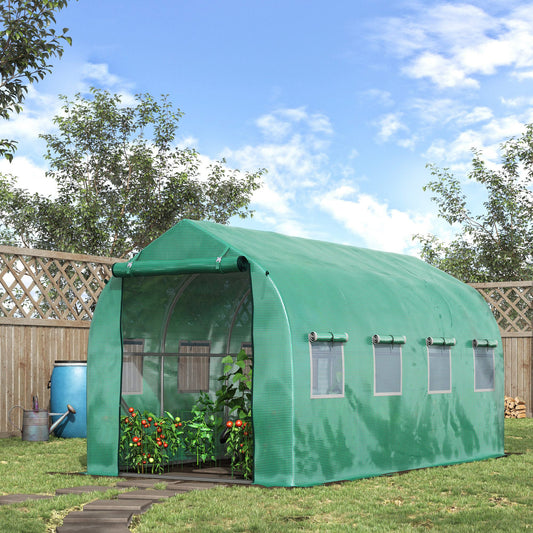 Outsunny Polytunnel Greenhouse with Windows and Door, Walk in Greenhouse for Garden, Backyard (4 x 2 M)