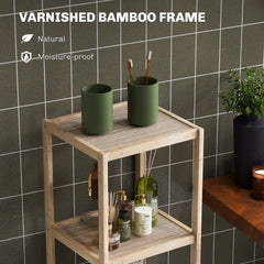 HOMCOM Four-Tier Bamboo Bathroom Shelf - Natural Finish