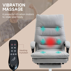 Vinsetto Office Chair, Ergonomic Desk Chair with 6-Point Vibration Massage and Back Heating, Microfibre Computer Gaming Chair with 135√Ç¬∞ Reclining Back and Footrest, Grey