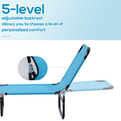 Outsunny Garden Sun Lounger, with Five-Position Back - Light Blue