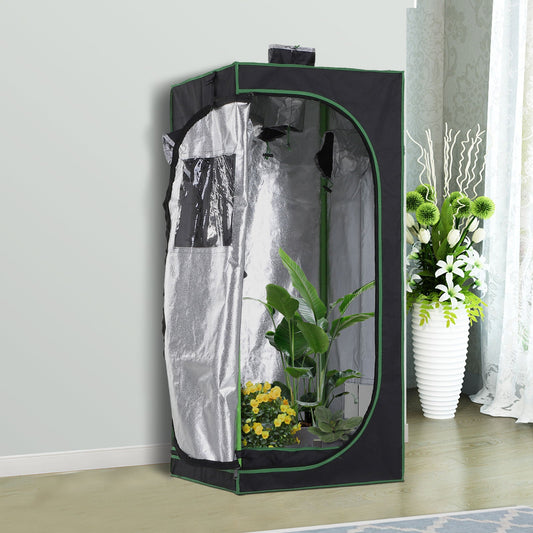 Outsunny Grow Tent Reflective Mylar Hydroponic with Adjustable Vents and Floor Tray for Indoor Plant Growing, 60 x 60 x 140 cm (24.5" x 24.5" x 55")