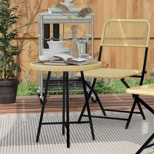 Outsunny Rattan Border Outdoor Side Table - Natural Wood Finish