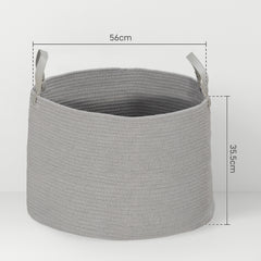 HOMCOM 88L Cotton Rope Laundry Basket, with Handles - Grey