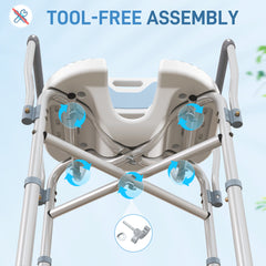 HOMCOM Aluminium Shower Chair, with Padded Seat - Light Blue