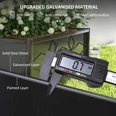 Outsunny Raised Bed for Garden with Trellis, Galvanised Planter Box with Diamond Pattern, Drainage Holes for Vegetables, Herbs and Flowers, 90 x 40 x 120 cm, Black