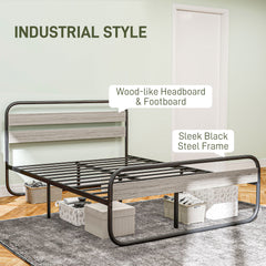 HOMCOM King Size Steel Industrial Bed Frame - Black