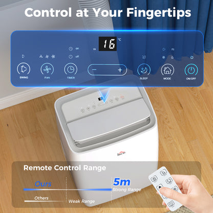 HOMCOM Portable Air Conditioner 12000 BTU, 4-in-1 Air Conditioning Unit, Dehumidifier, Cooling, Fan, Sleep Mode with 3 Speeds, Remote Control, LED Display, 24H Timer, Window Kit, Children Lock, 35m√Ç¬≤