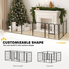 PawHut 8 Panels Heavy Duty Dog Playpen with Door Indoor Outdoor, for Small Dogs, 60cm High