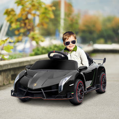 HOMCOM Lamborghini Veneno Licensed Electric Ride-On Car, with Remote, Music, Horn - Black