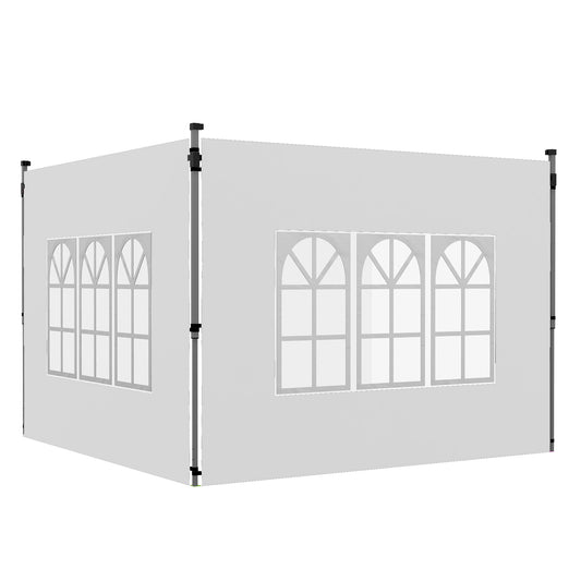 Outsunny Gazebo Side Panels, Sides Replacement with Window for 3x3(m) or 3x4m Pop Up Gazebo, 2 Pack, White
