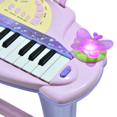 HOMCOM 32 Keys Kids Mini Electronic Keyboard Musical Instrument Educational Game Toy Children Grand Piano Stool Micropho