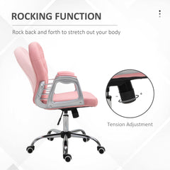 Vinsetto Office Chair Ergonomic 360√Ç¬∞ Swivel PU Diamante Padded Base 5 Castor Wheels for Home Work Pink