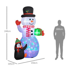 Outsunny 8ft Inflatable Christmas Snowman, with Accessories