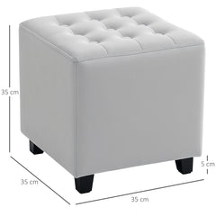 HOMCOM Velvet-Feel Square Ottoman - Light Grey