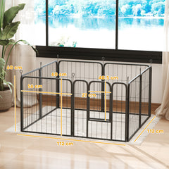 PawHut 8 Panels Heavy Duty Dog Playpen with Door Indoor Outdoor, for Small Dogs, 60cm High