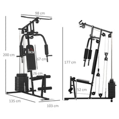 HOMCOM Multifunction Home Gym Machine, with 45kg Weight Stacks, for Strength Training