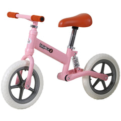 HOMCOM 12" Kids Balance Bike No Pedal Bicycle EVA Tire Adjustable Seat Toddler Training Bike W/ Shock Absorber 2 - 5 Years Gift for Boys Girls Pink