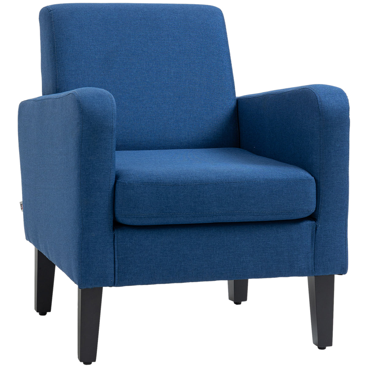 HOMCOM Linen-Look Boxy Armchair - Blue