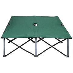 Outsunny Double Camping Cot Bed, with Bag - Green