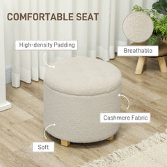 HOMCOM 31.8L Teddy Fleece Storage Ottoman - Cream White