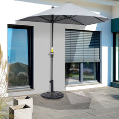 Outsunny 9kg Resin Parasol Base, Half Round Umbrella Stand with Floral Design for Garden, Outdoor, Suitable Umbrella Rod: â3.8cm, â4.8cm, Bronze Tone