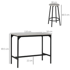 HOMCOM Five-Piece Industrial-Style Bar Table Set - Grey/Black