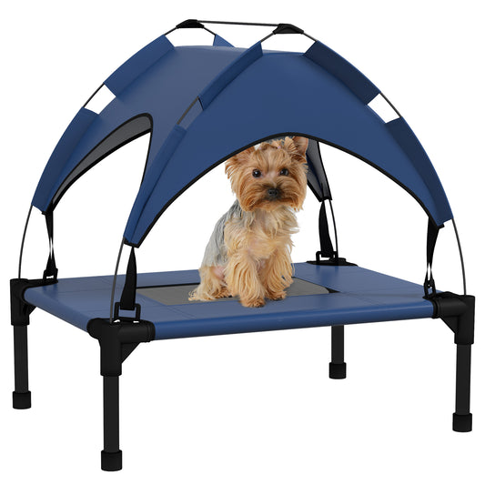 PawHut Cooling Raised Pet Bed w/ Washable Breathable Mesh, for Mini Small Dogs, 61 x 46 x 63cm - Dark Blue