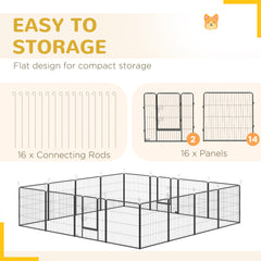 حظيرة لعب الجراء شديدة التحمل من PawHut، مكونة من 16 لوحة، للكلاب الصغيرة والمتوسطة الحجم، للاستخدام الداخلي والخارجي - رمادي