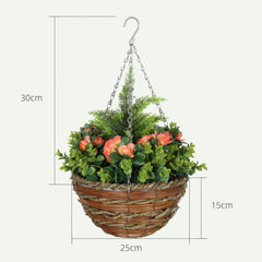 Outsunny Set of Two Hanging Lisianthus Flower Pots - Orange/Green