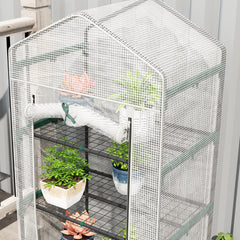 Outsunny 193cm Five Shelf Mini Greenhouse - White