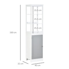 kleankin Tall Bathroom Cabinet Free Standing Slimline Cupboard Tallboy Unit Storage Organiser for Bathroom, Living Room, Kitchen