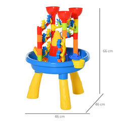 HOMCOM 30 Pcs Sand and Water Table Beach Toy Waterpark Activities Sand Pit Playset with Accessories Garden Sandbox