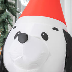 HOMCOM 6ft Inflatable Christmas Puppy Dog Wearing Santa Hat Lighted Outdoor Decoration Blow Up Decor for Holiday Indoor