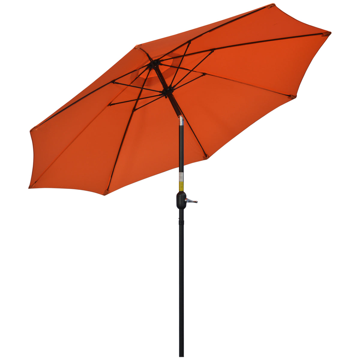 Outsunny 2.6M Patio Parasol Sun Umbrella, Tilt Shade Shelter Canopy with Crank 8 Ribs Aluminium Frame, Orange