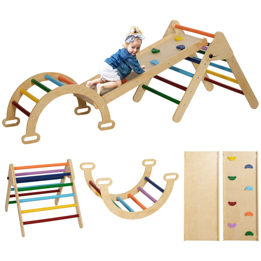 AIYAPLAY 5-in-1 Toddler Climbing Frame with Ramp, Arch, for 18-48 Months, Multicoloured