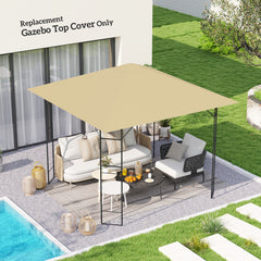 Outsunny 3 x 3(m) Gazebo Canopy Replacement Cover, Garden Gazebo Roof Replacement with Drain Holes, Water Resistant PVC Coating, 370g/√£≈Ω¬°, UPF30+, TOP COVER ONLY, Beige