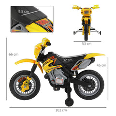 HOMCOM Electric Motorcycle for Kids Ride on Toys-Yellow