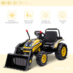 HOMCOM 6V Electric Kids Ride On Digger Excavator Construction Tractor Music Headlight for 3-5 years Yellow