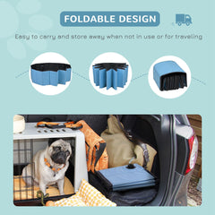 PawHut Foldable Dog Paddling Pool Pet Cat Swimming Pool Indoor/Outdoor Collapsible Summer Bathing Tub Shower Tub Puppy Washer (â100 x 30H cm, Blue)