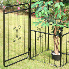 Outsunny Metal Garden Arbor Arch with Double Doors, 2 Side Planter Baskets, Climbing Vine Frame, Black