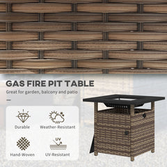 Outsunny 72.5 x 72.5cm 50,000 BTU Fire Pit Table, with Cover - Brown