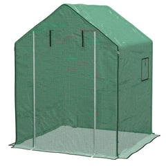 Outsunny Greenhouse Cover Replacement Walk-in PE Hot House Cover with Roll-up Door and Windows, 140 x 143 x 190cm, Green