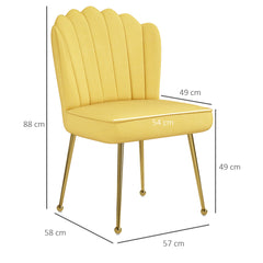 HOMCOM Velvet-Feel Shell Accent Chair - Yellow