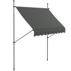 Outsunny 2.5 x 1.2m Retractable Awning, Free Standing Patio Sun Shade Shelter, UV Resistant, for Window and Door, Dark Grey