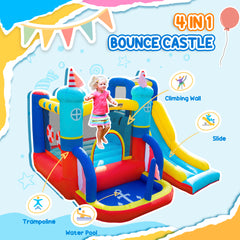 Outsunny 4 in 1 Kids Bouncy Castle Large Sailboat Style Inflatable House Slide Trampoline Water Pool Climbing Wall with Blower Carrybag for Kids Age 3-8, 2.65 x 2.6 x 2m