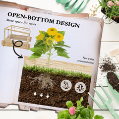 Outsunny 2-In-1 Wooden Greenhouse Planter Box - Natural