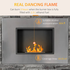 HOMCOM Wall Mounted Ethanol Fireplace, Stainless Steel Bioethanol Heater Stove Fire with 1.2L Tank, 3 Hour Burning Time, Silver