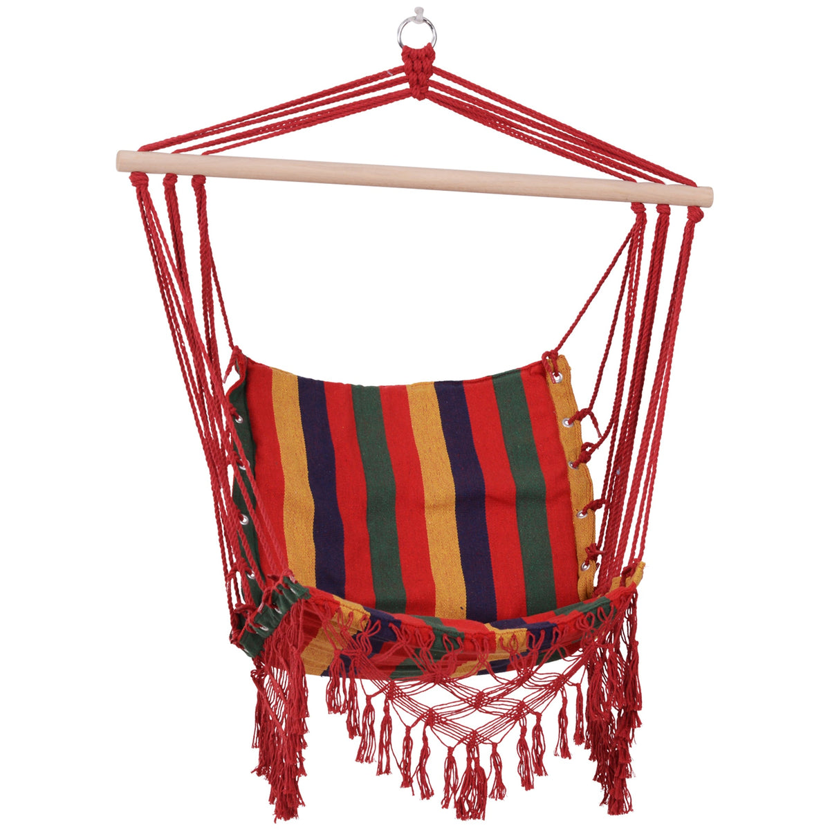 Outsunny Hammock Chair Swing Colourful Striped Tree Hanging Seat Porch Indoor Outdoor Fabric Garden Furniture