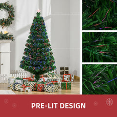 HOMCOM 5FT Pre-Lit Fibre Optic Artificial Christmas Tree Holiday Xmas D√É¬©cor with Tree Topper Multi-Colour